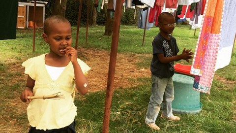 Eliasi and Grace @rvcvtcf in the laundry. #children #love #volunteer #whatsyourmission